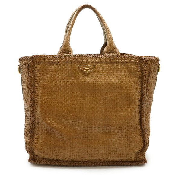 PRADA Brown Leather Tote Bag - Picture 1 of 10